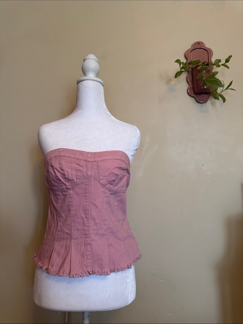 Free People Dusty Rose Strapless Corset Top